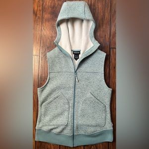 +BURTON+ Women's Small Minxy Vest‎ With Hood Sherpa Lined Heather Teal
